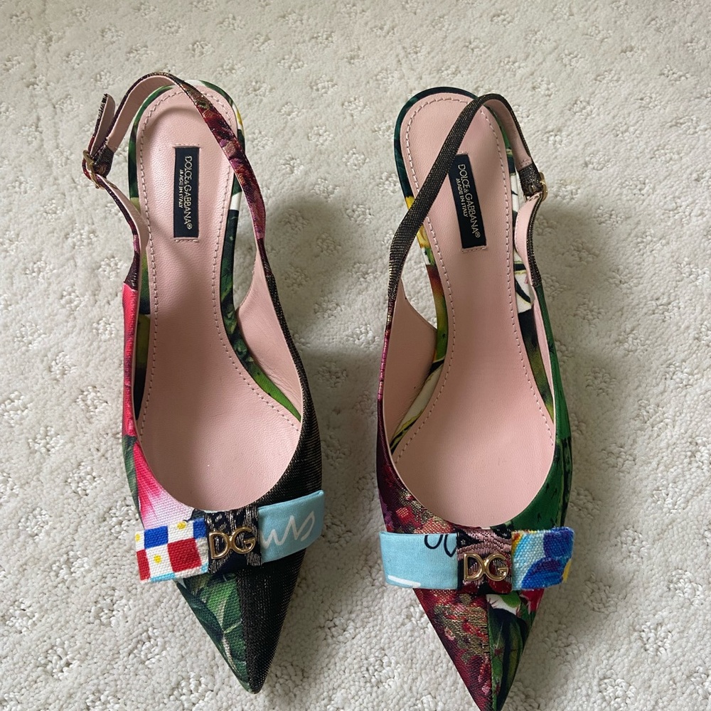 Dolce & Gabbana Slingback Heels with Bow Detail